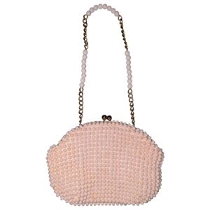 1960s vintage John Wind beaded clutch small handbag, white